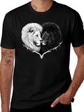Yin Yang Lions Heart Graphic Tee - Black