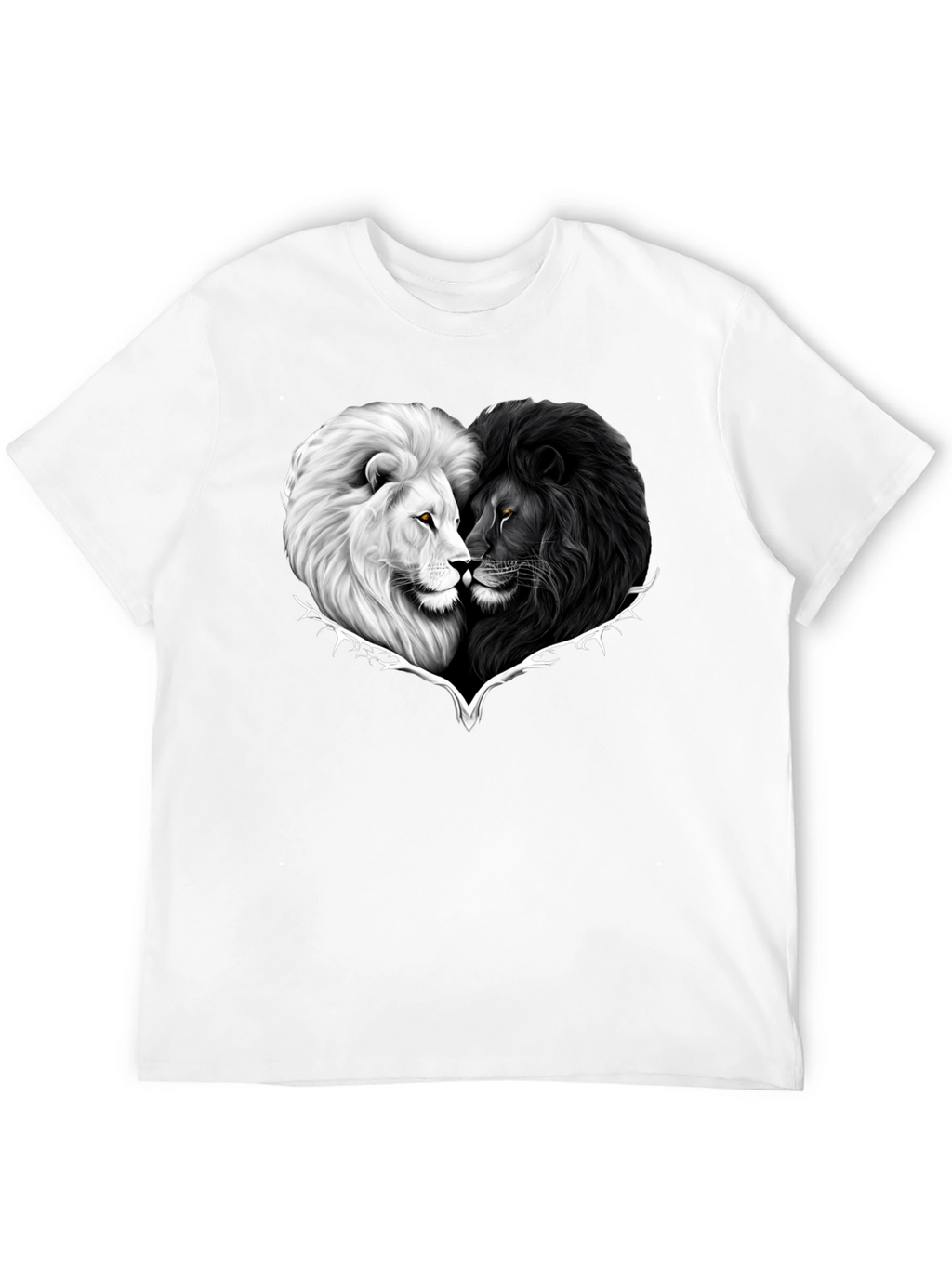 Yin Yang Lions Heart Graphic Tee - Black