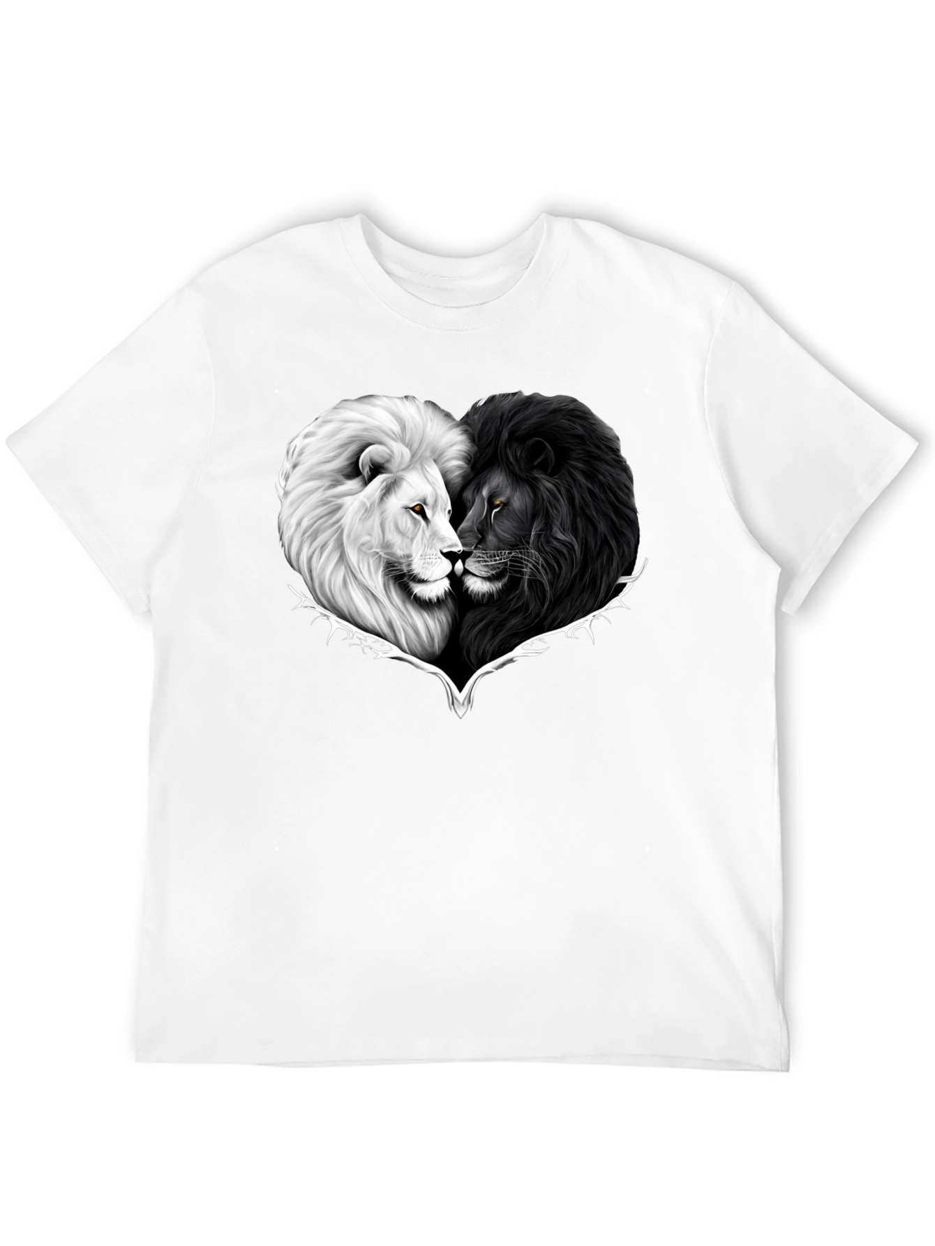 Yin Yang Lions Heart Graphic Tee - Black