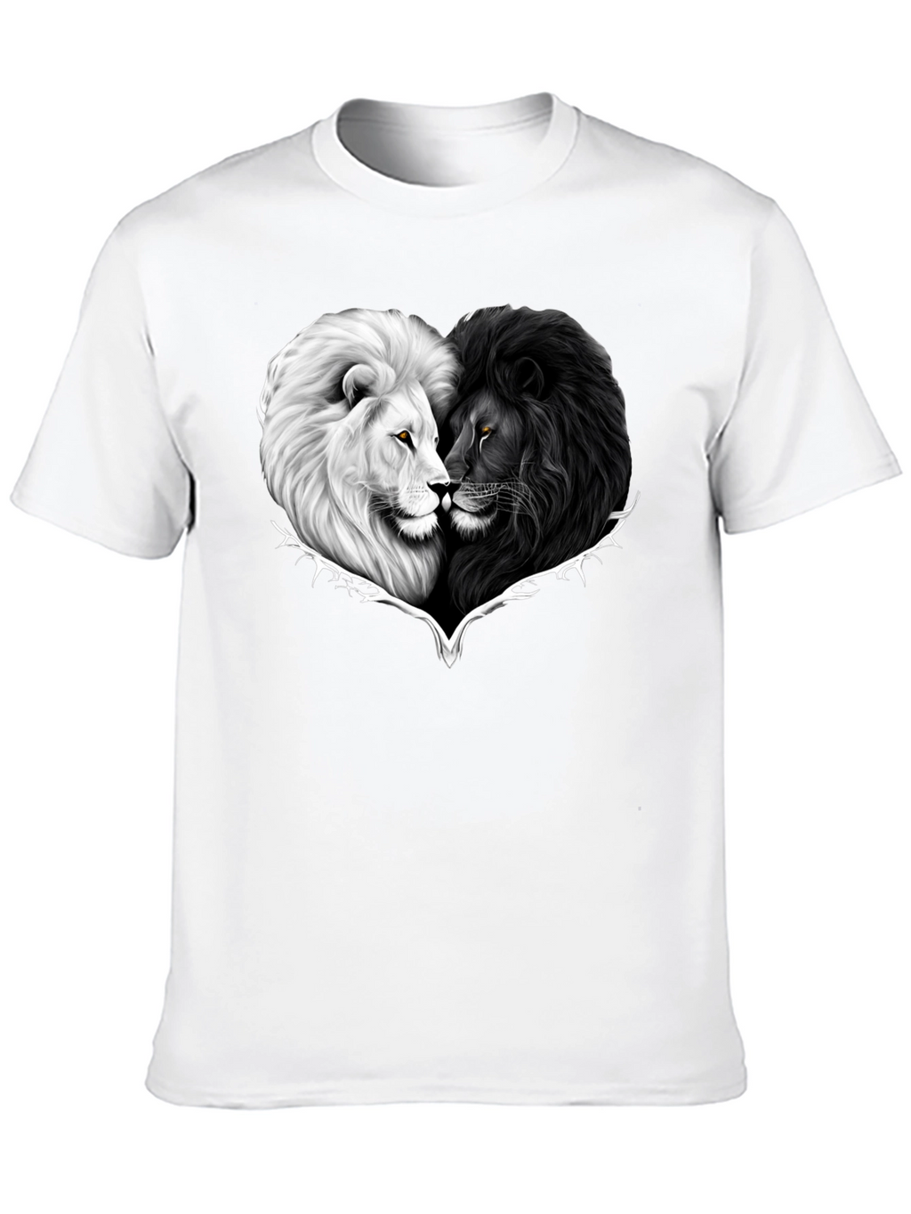 Yin Yang Lions Heart Graphic Tee - Black