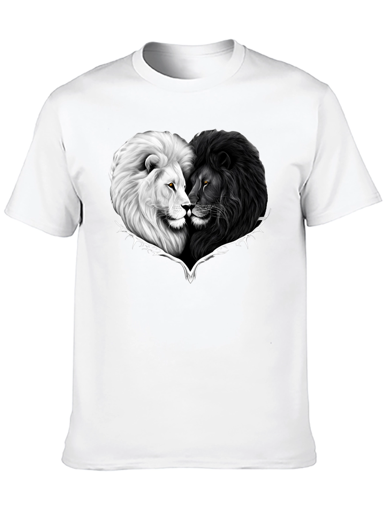 Yin Yang Lions Heart Graphic Tee - Black