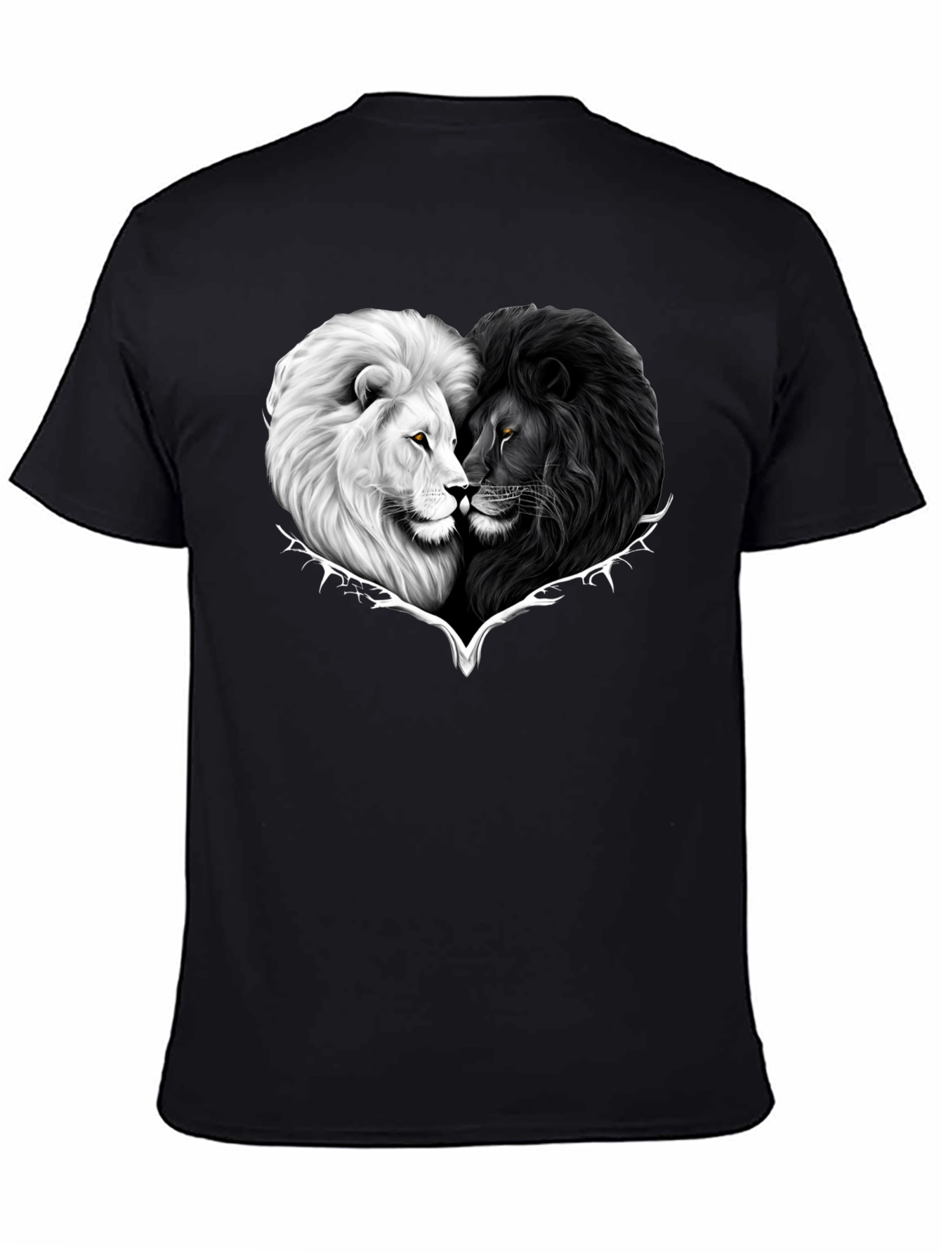 Yin Yang Lions Heart Graphic Tee - Black