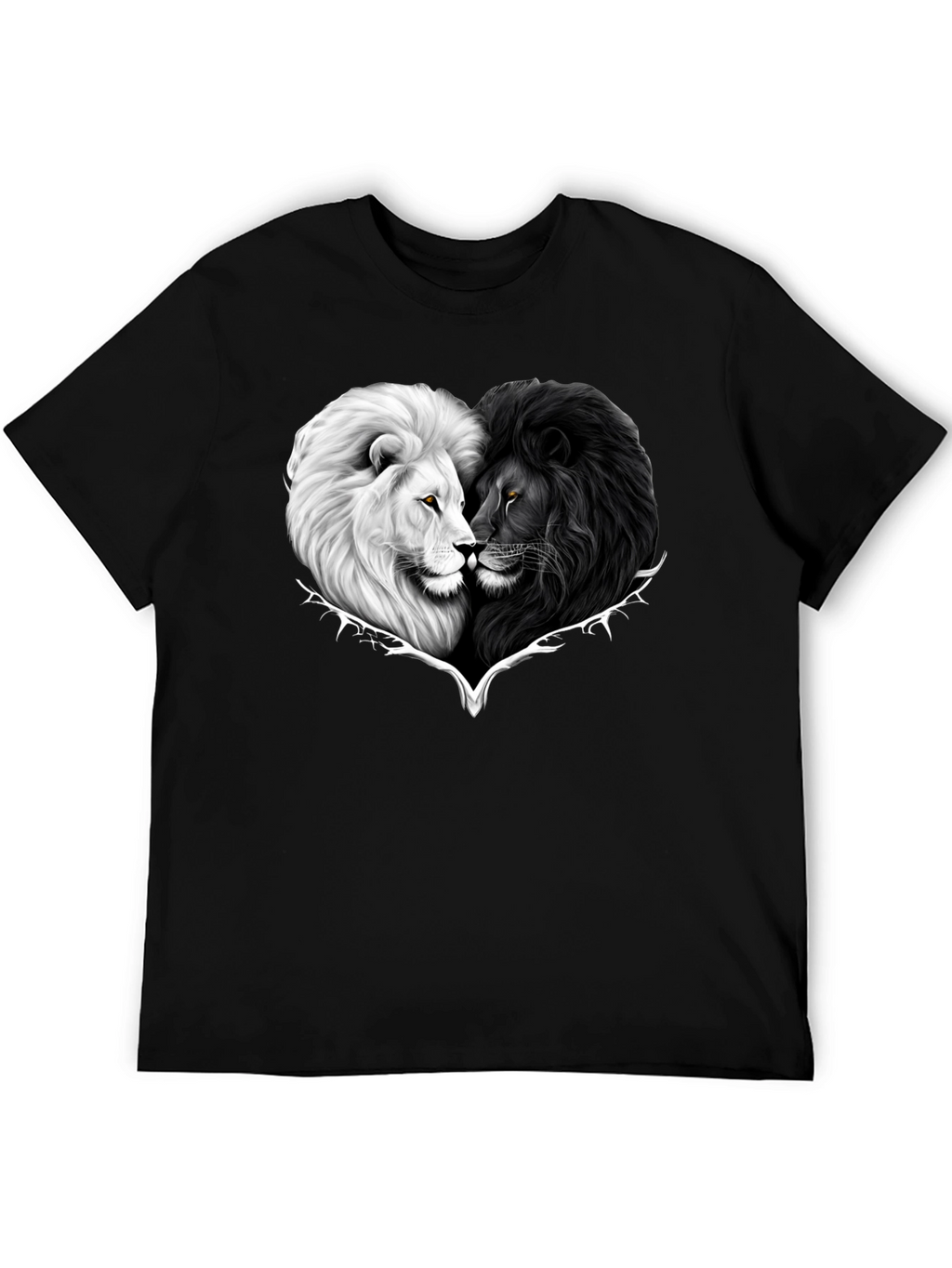 Yin Yang Lions Heart Graphic Tee - Black