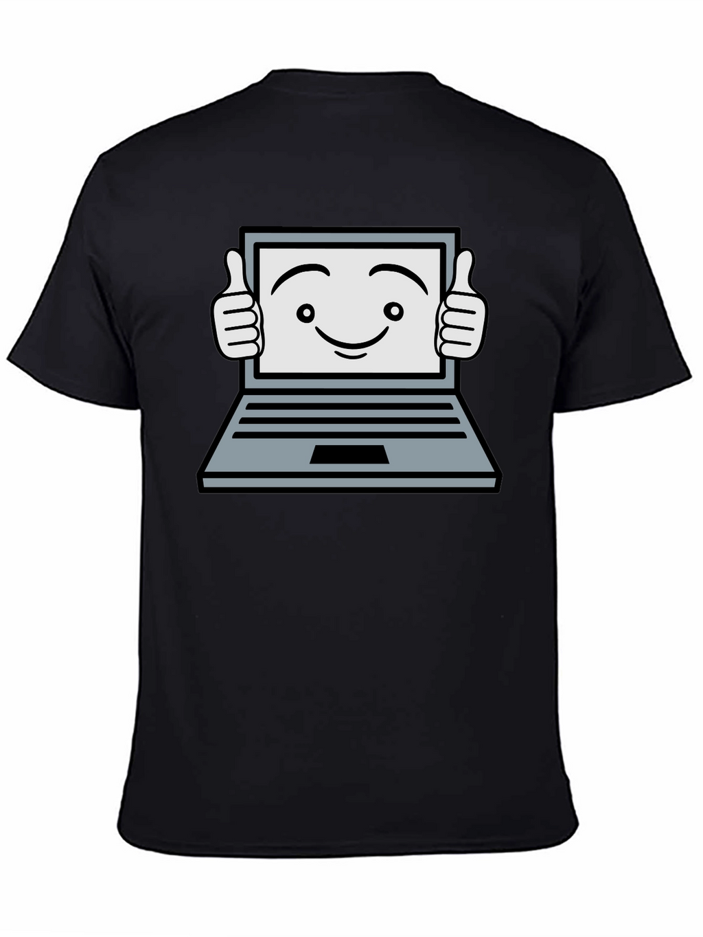Funny Laptop Thumbs Up Graphic Black T-Shirt