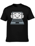 Funny Laptop Thumbs Up Graphic Black T-Shirt