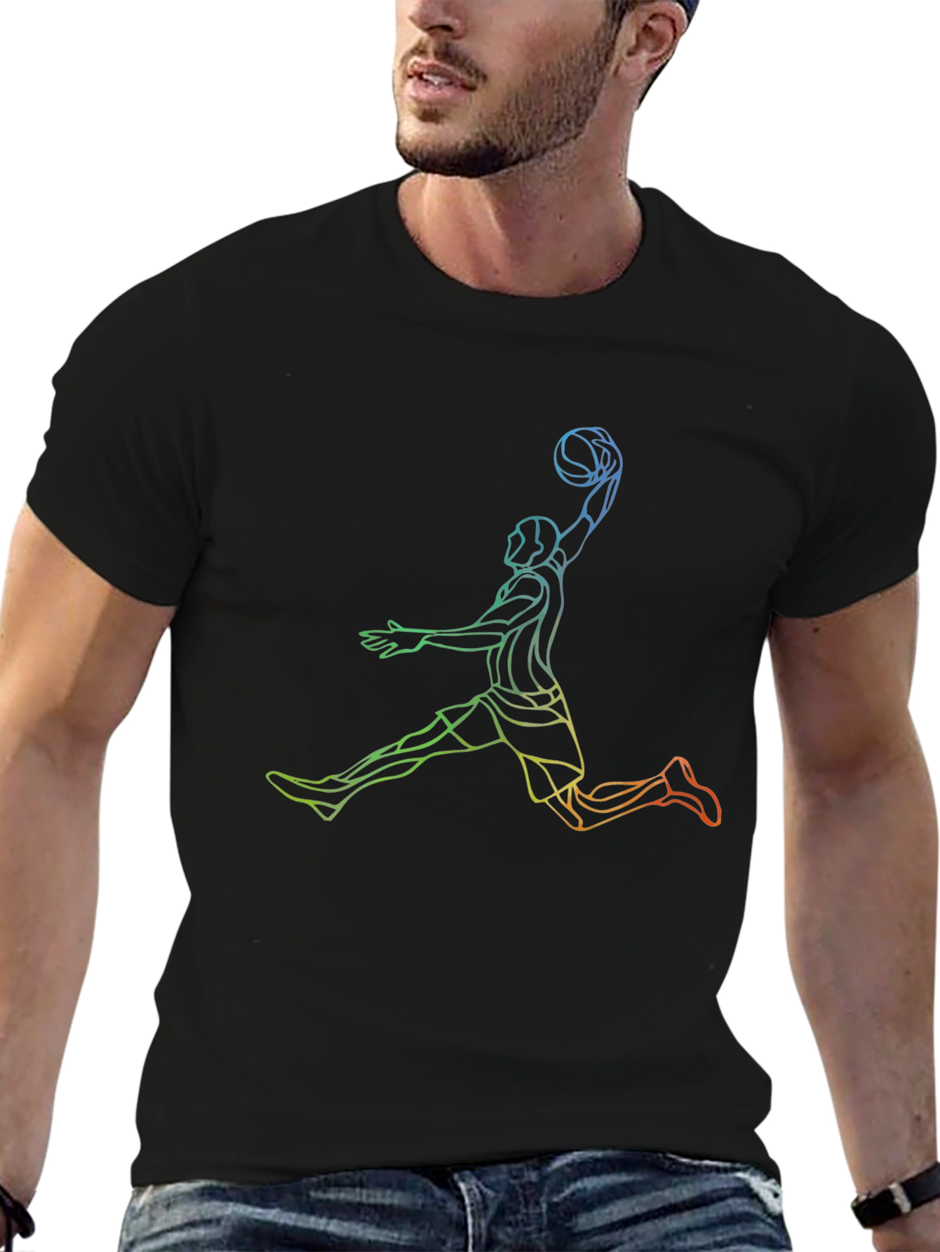 Basketball Dunk Graphic Black T-Shirt