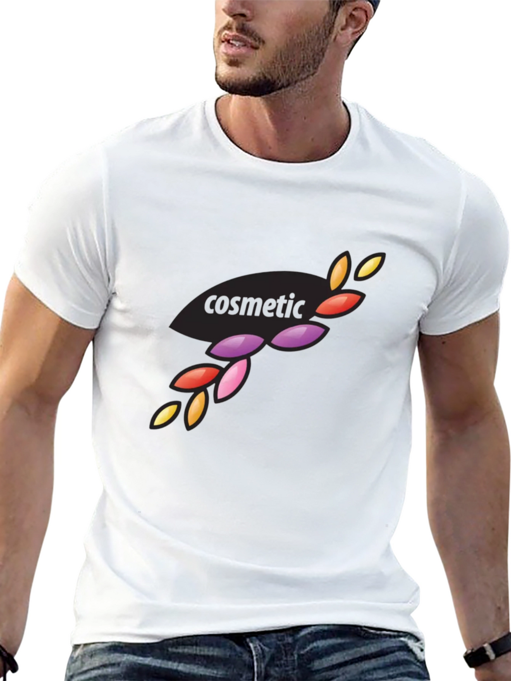 Stylish Black Cosmetic Design T-Shirt