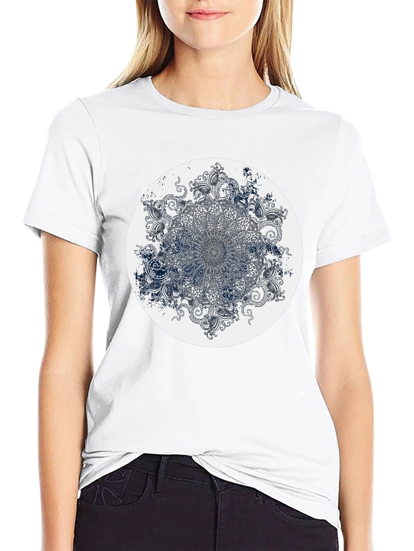 Mandala Graphic Print Crew Neck T-Shirt