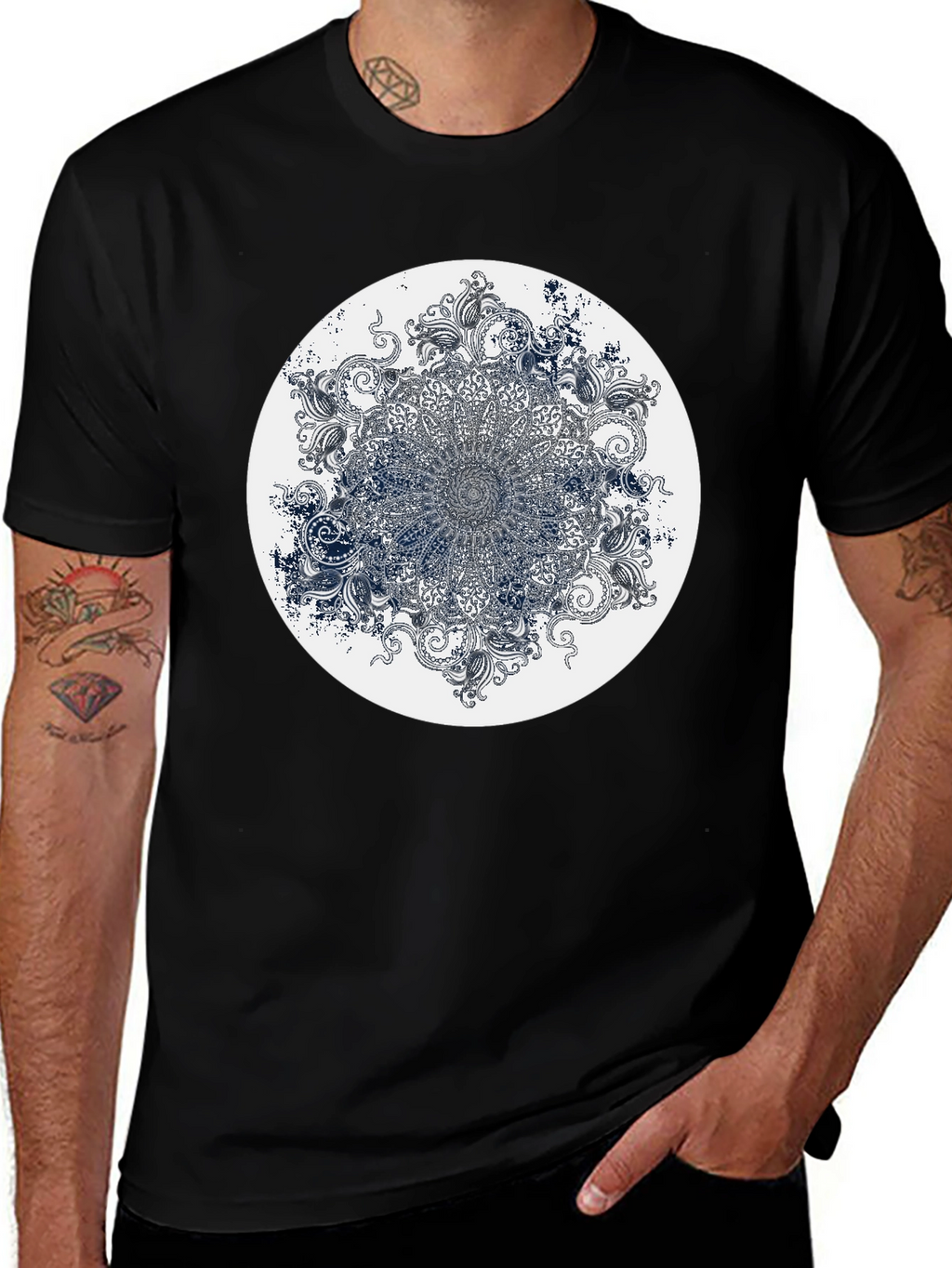 Mandala Graphic Print Crew Neck T-Shirt