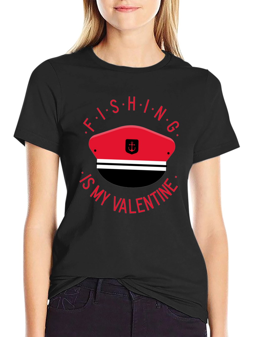 Fishing is My Valentine T-Shirt - Black