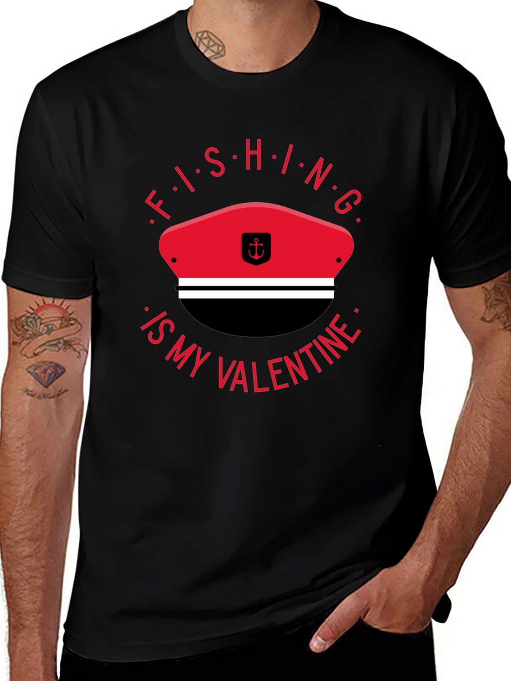 Fishing is My Valentine T-Shirt - Black