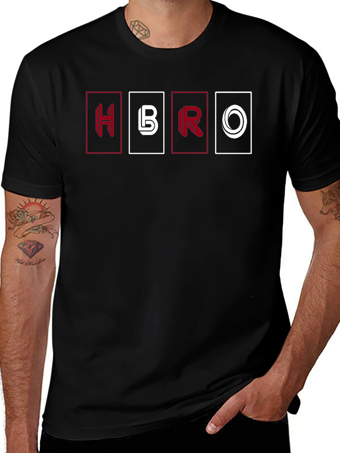 HBRO Graphic Tee - Black Cotton Blend Casual T-Shirt