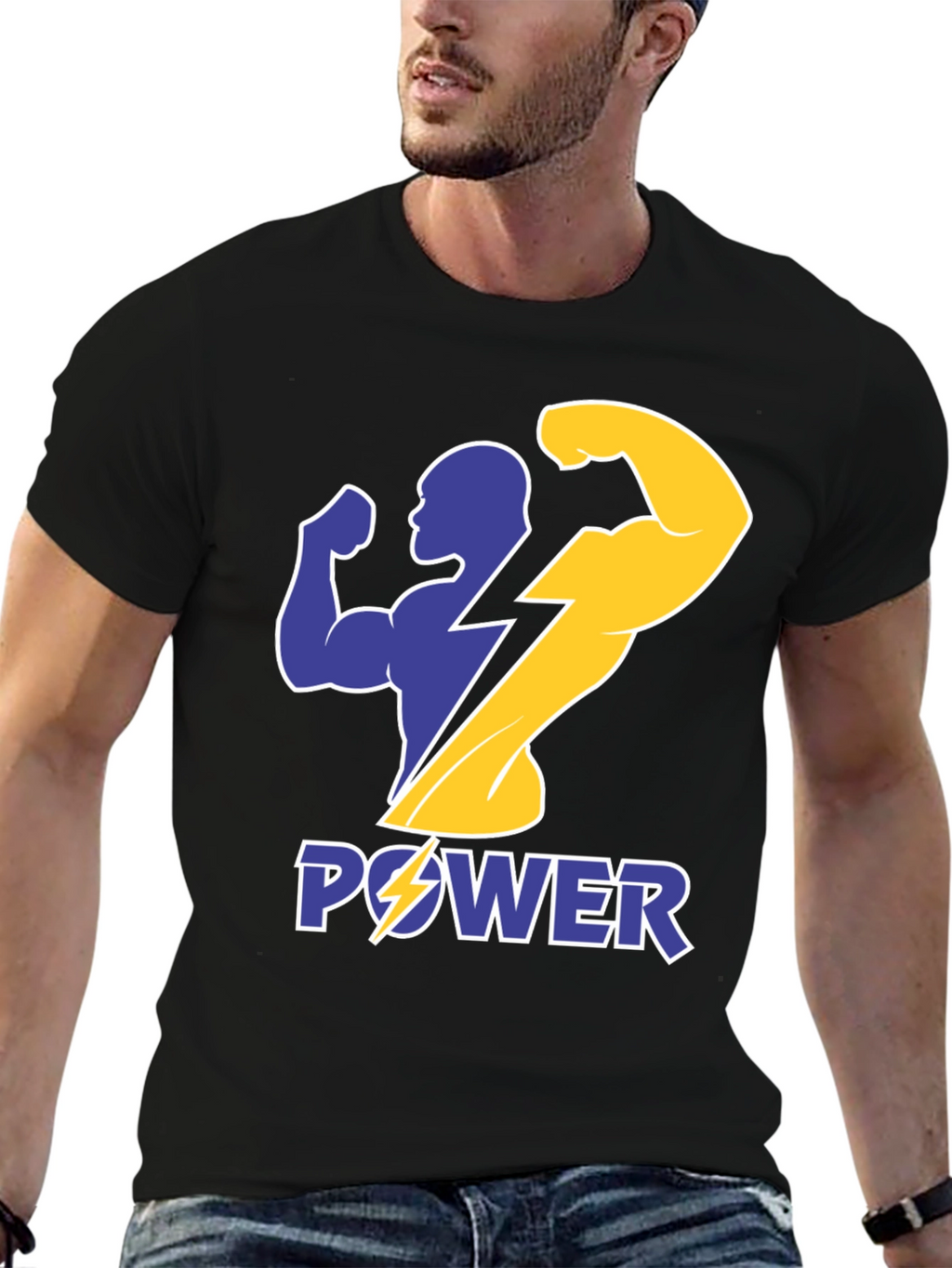 Power Graphic T-Shirt - Black Bold Design