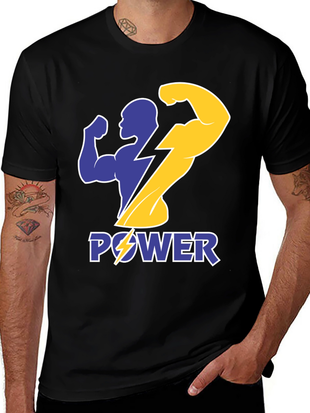 Power Graphic T-Shirt - Black Bold Design