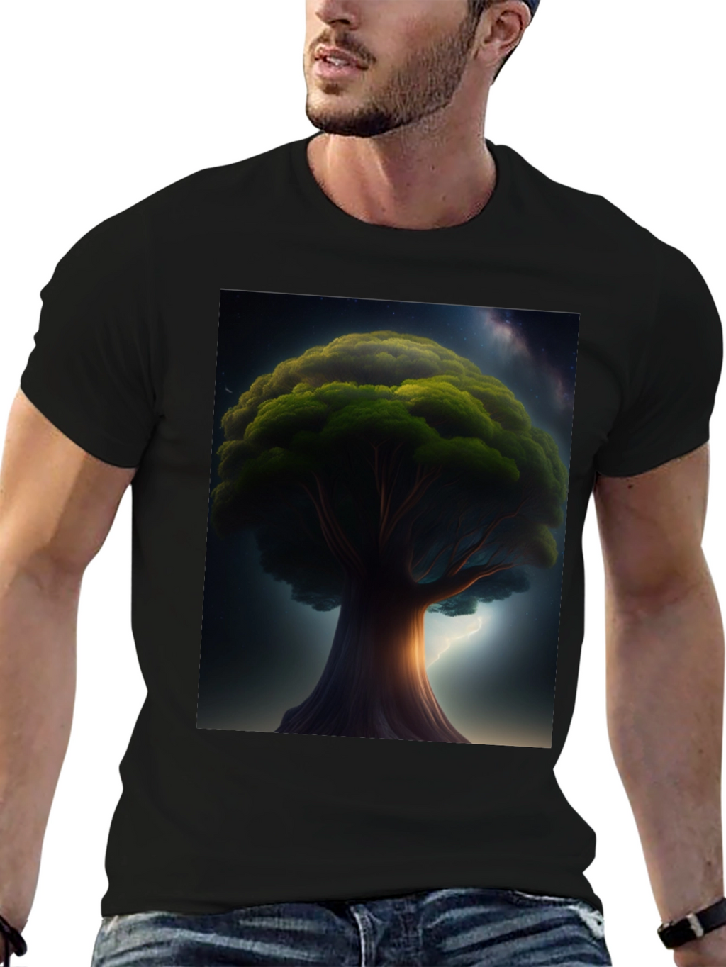 Enchanted Tree Graphic Tee - Black Cotton
