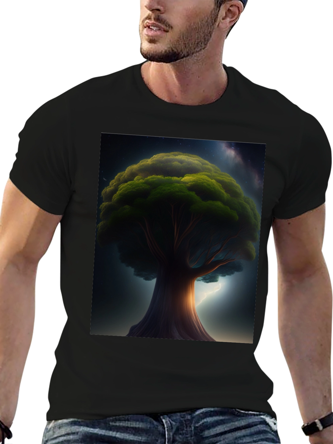 Enchanted Tree Graphic Tee - Black Cotton