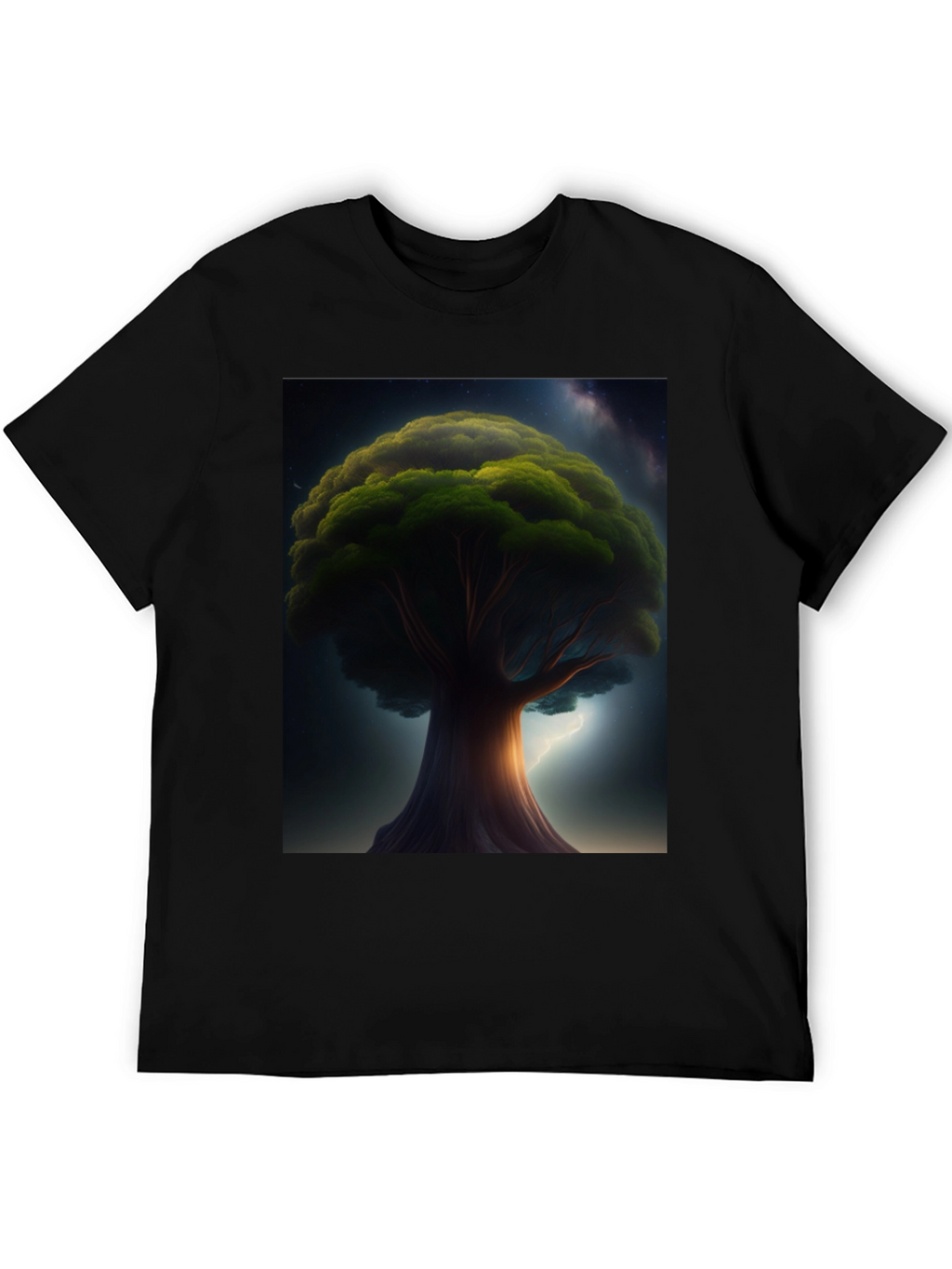 Enchanted Tree Graphic Tee - Black Cotton