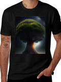 Enchanted Tree Graphic Tee - Black Cotton