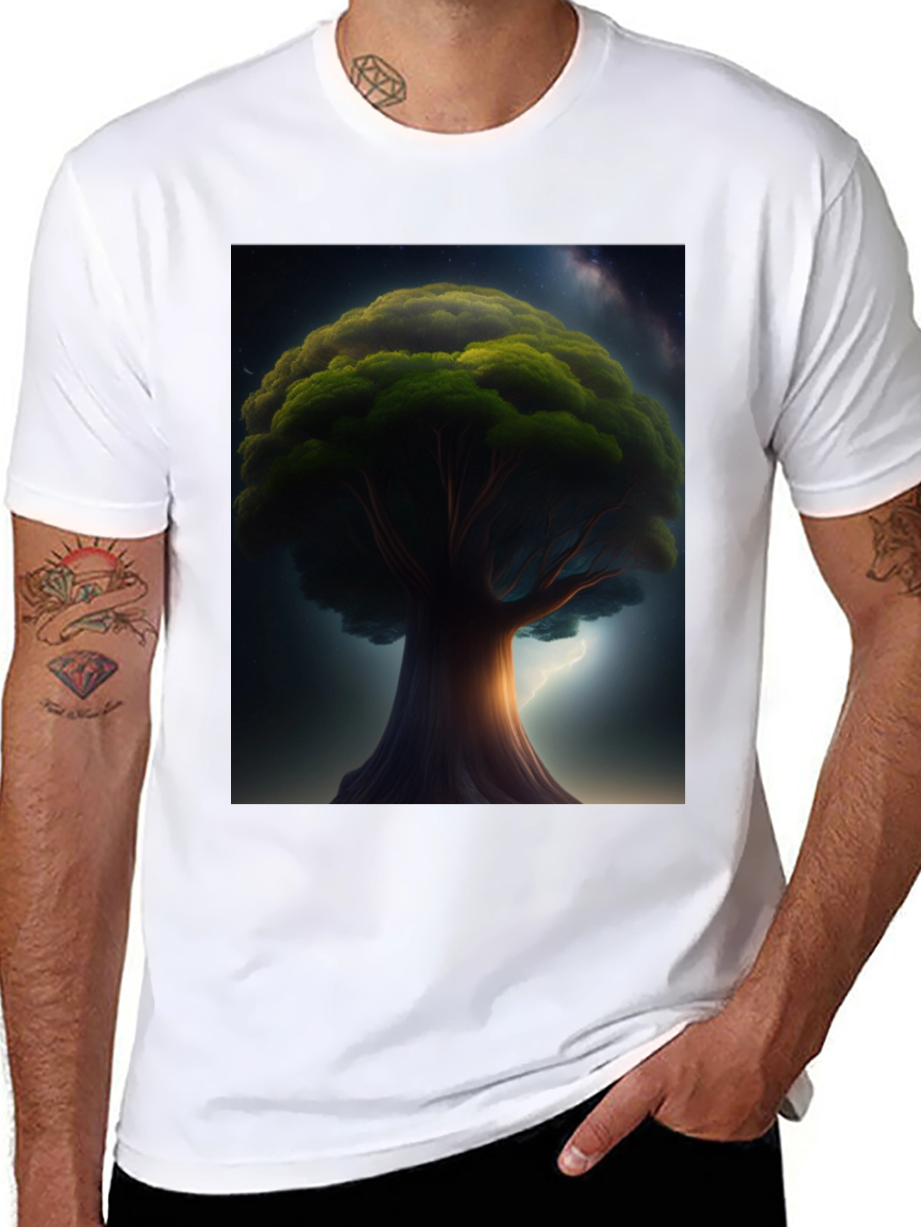 Enchanted Tree Graphic Tee - Black Cotton
