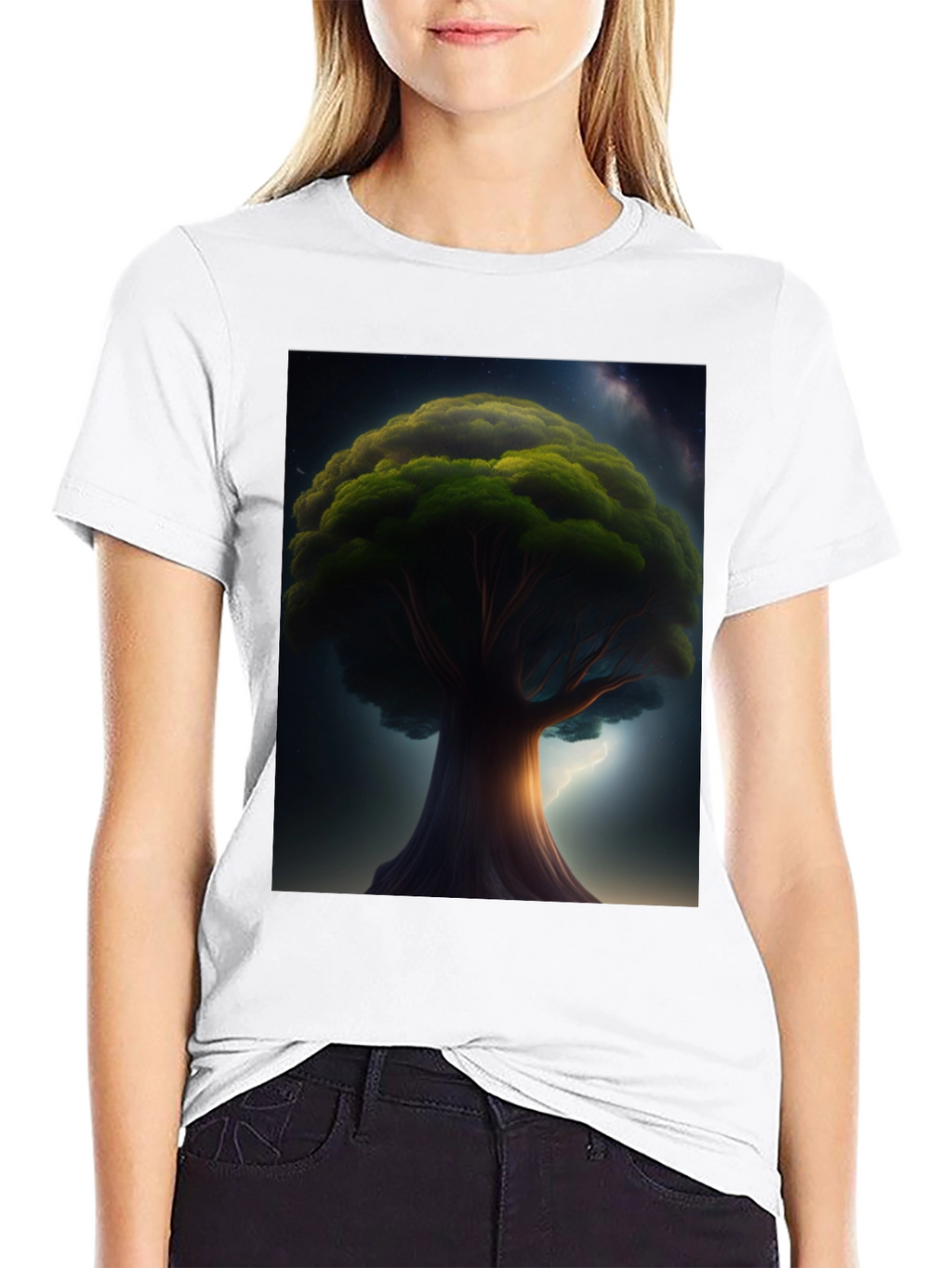 Enchanted Tree Graphic Tee - Black Cotton