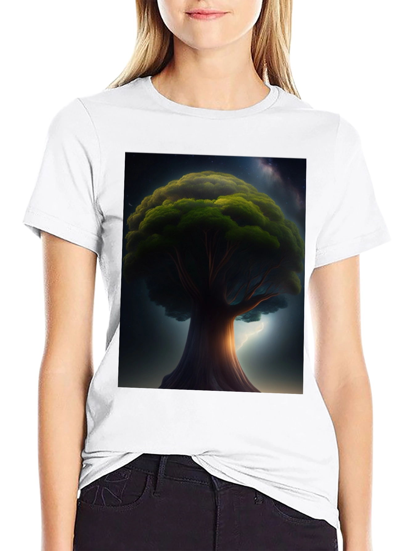 Enchanted Tree Graphic Tee - Black Cotton