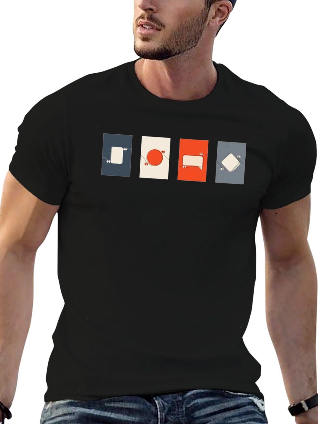 Abstract Graphic Print Tee - Modern Quote Design
