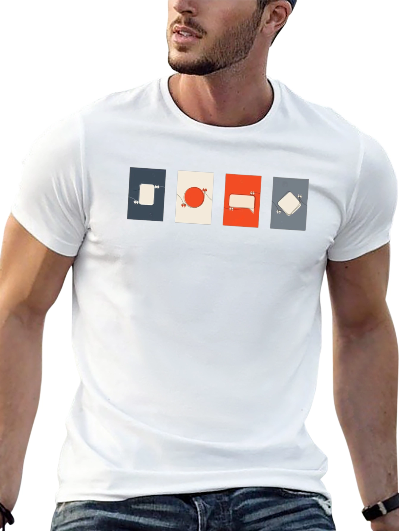 Abstract Graphic Print Tee - Modern Quote Design