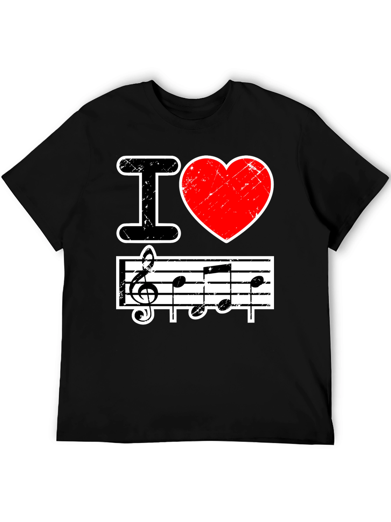I Love Music Black Graphic T-Shirt