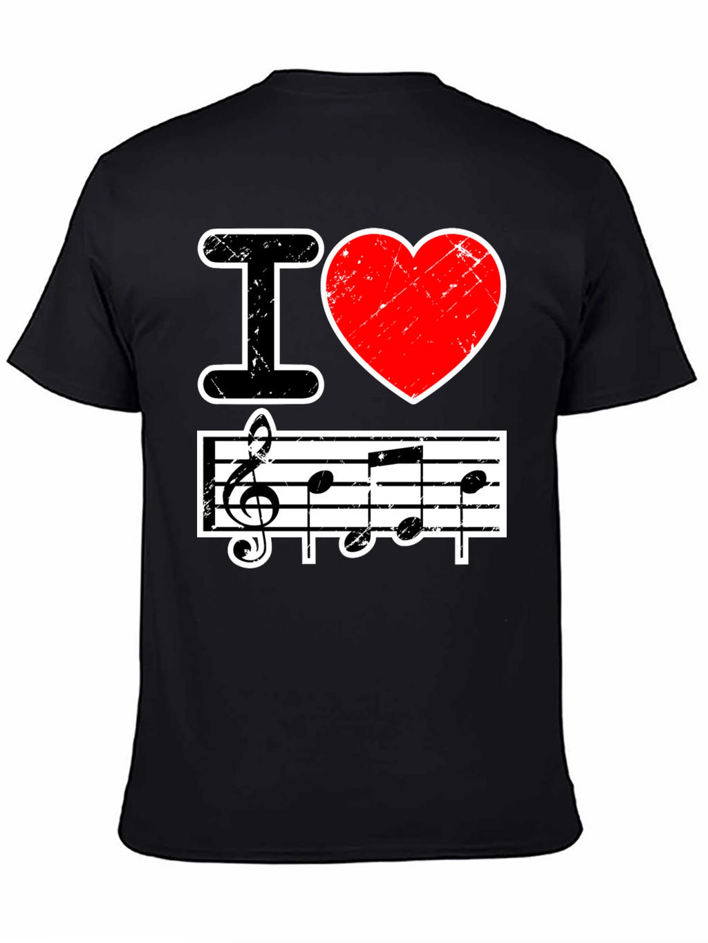 I Love Music Black Graphic T-Shirt