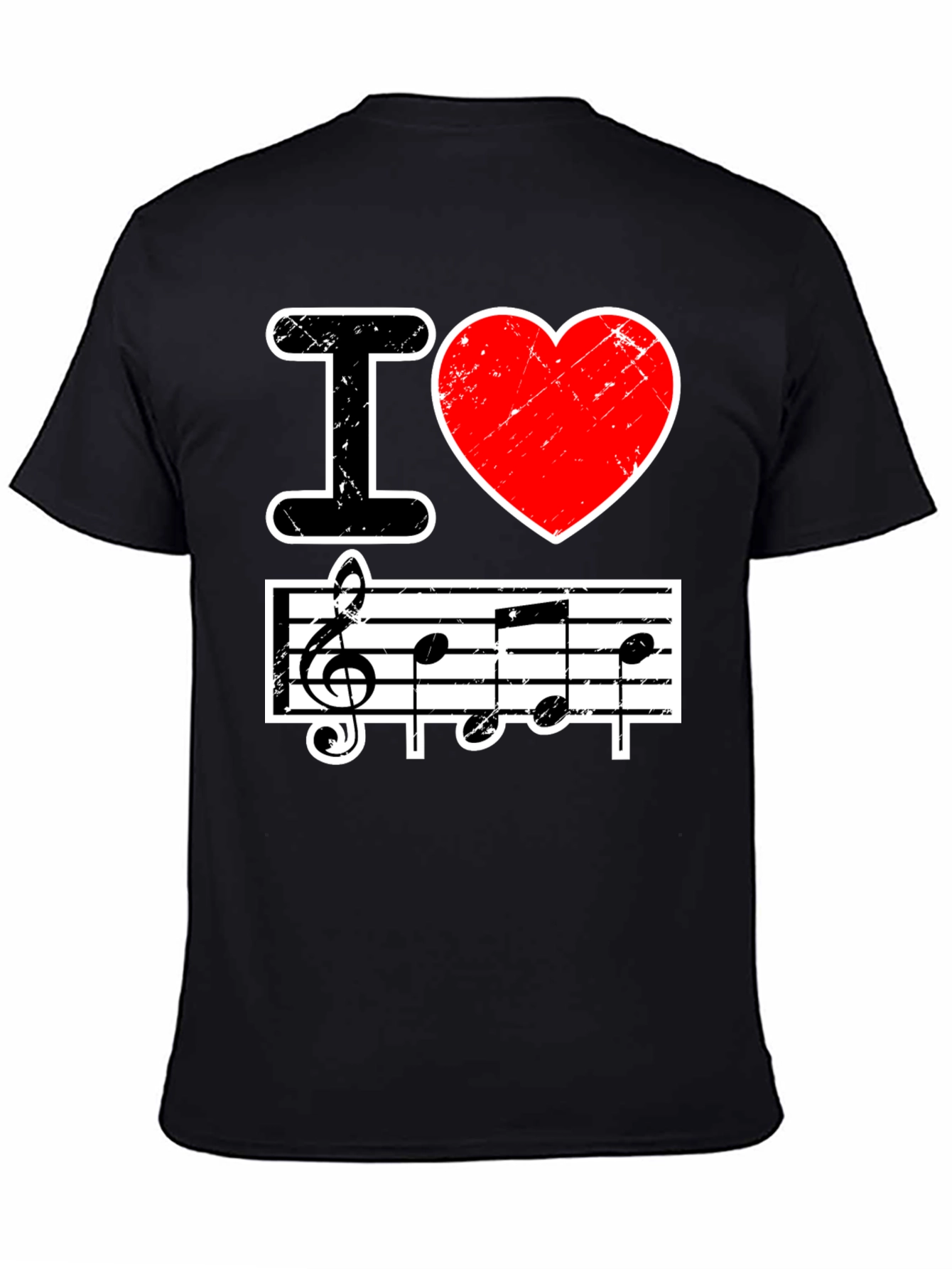 I Love Music Black Graphic T-Shirt