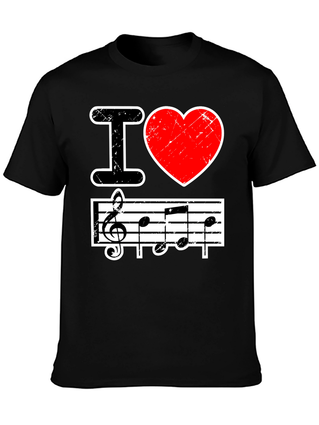 I Love Music Black Graphic T-Shirt