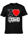 I Love Music Black Graphic T-Shirt
