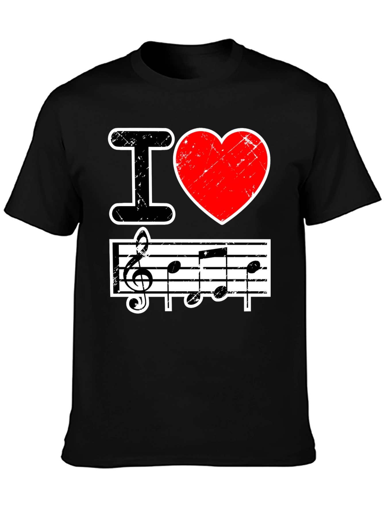 I Love Music Black Graphic T-Shirt