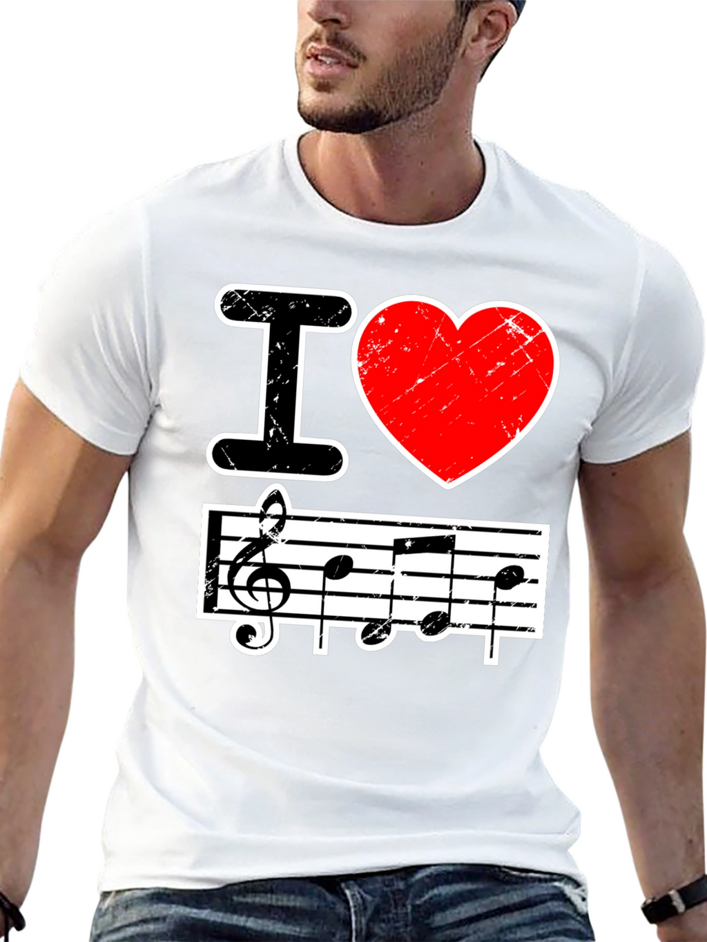 I Love Music Black Graphic T-Shirt