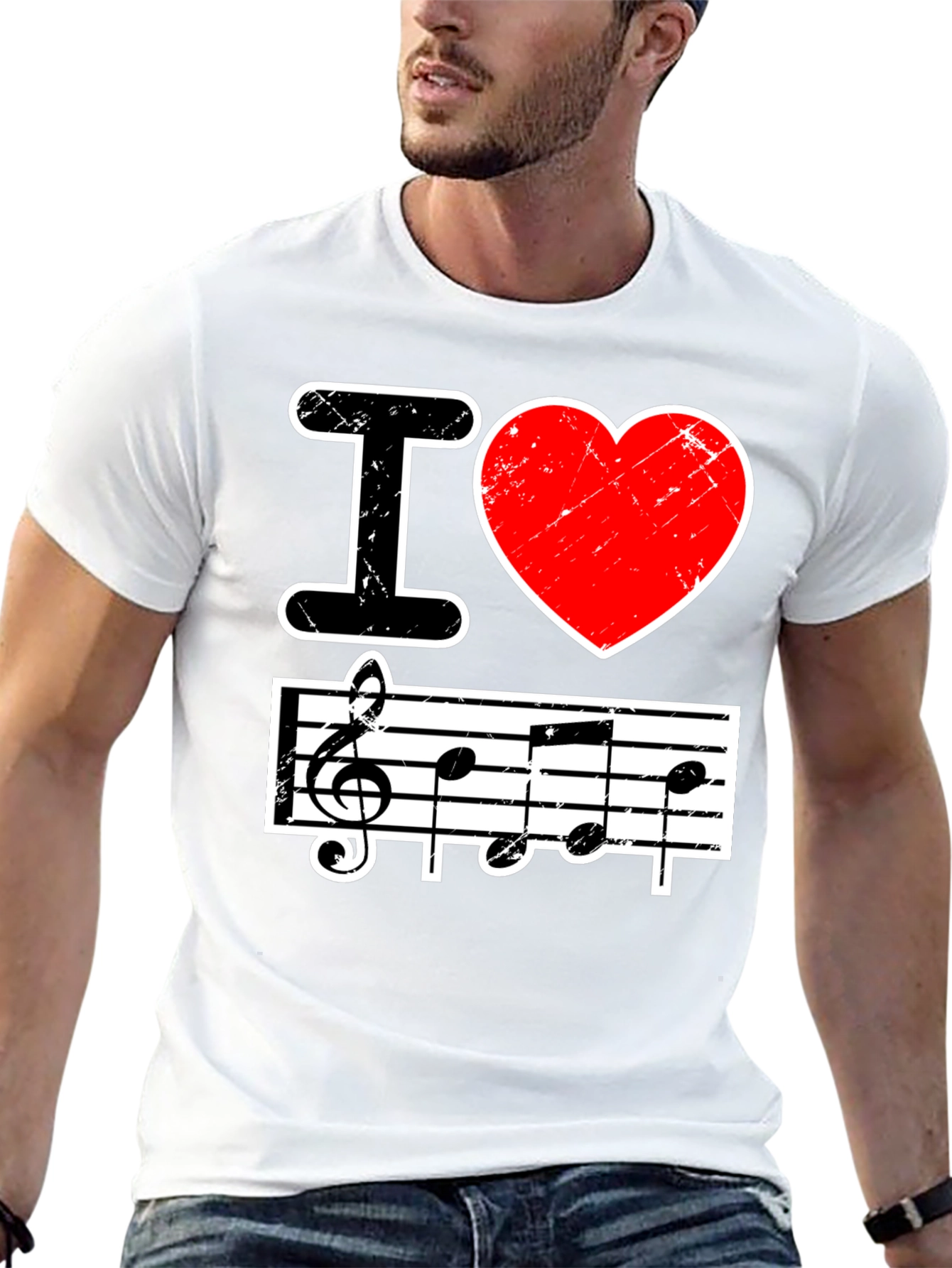 I Love Music Black Graphic T-Shirt