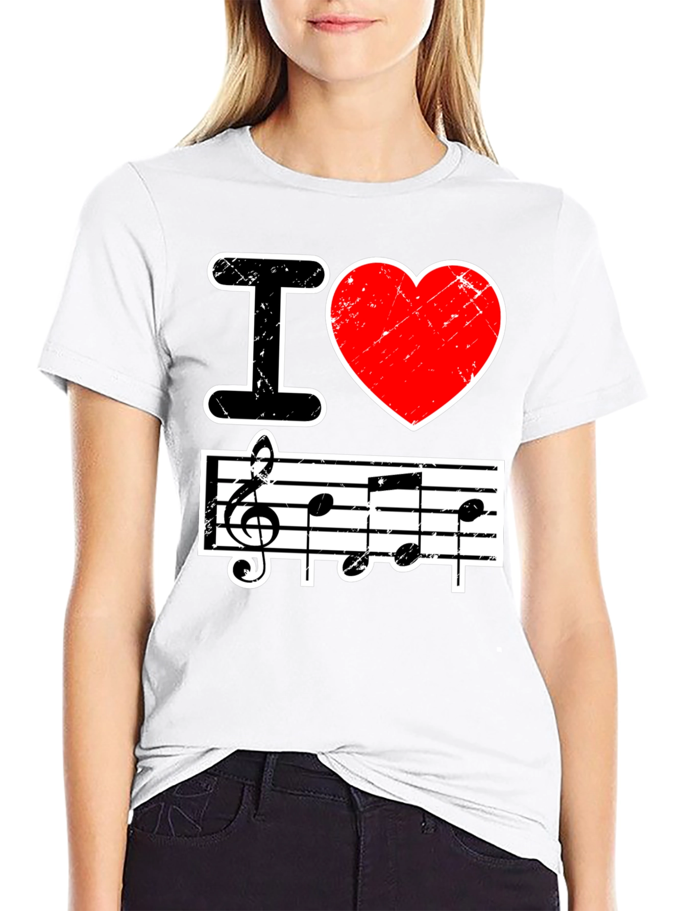 I Love Music Black Graphic T-Shirt