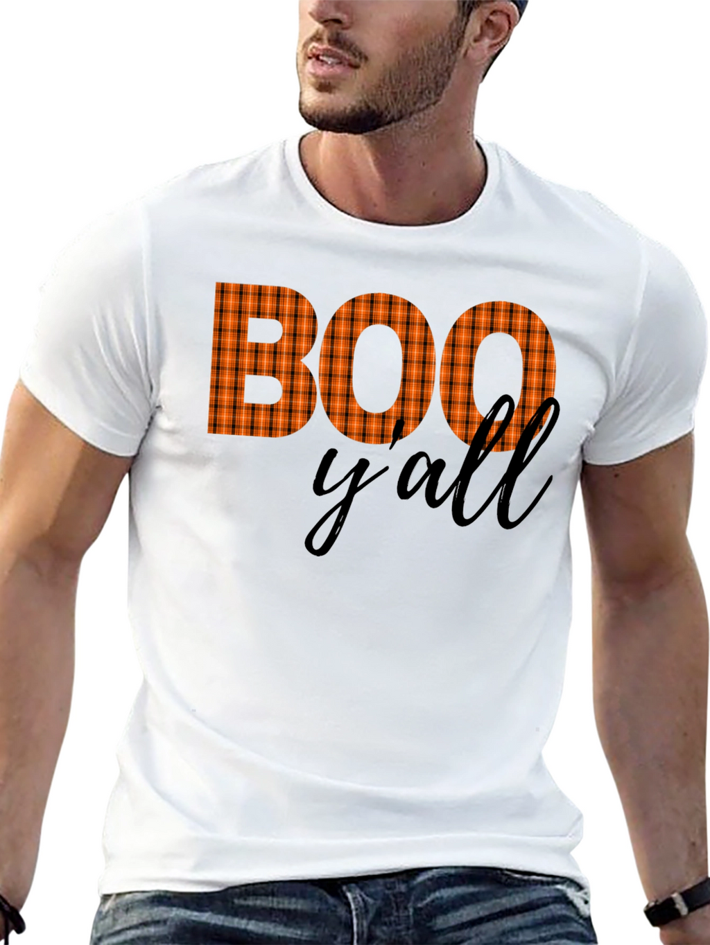 Boo Yall Halloween Plaid Graphic Tee