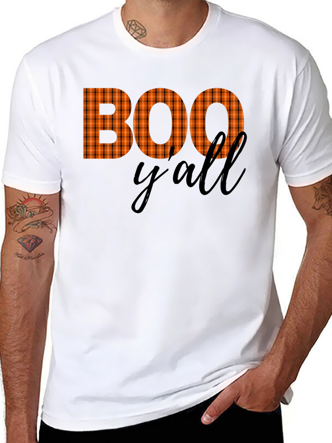 Boo Yall Halloween Plaid Graphic Tee