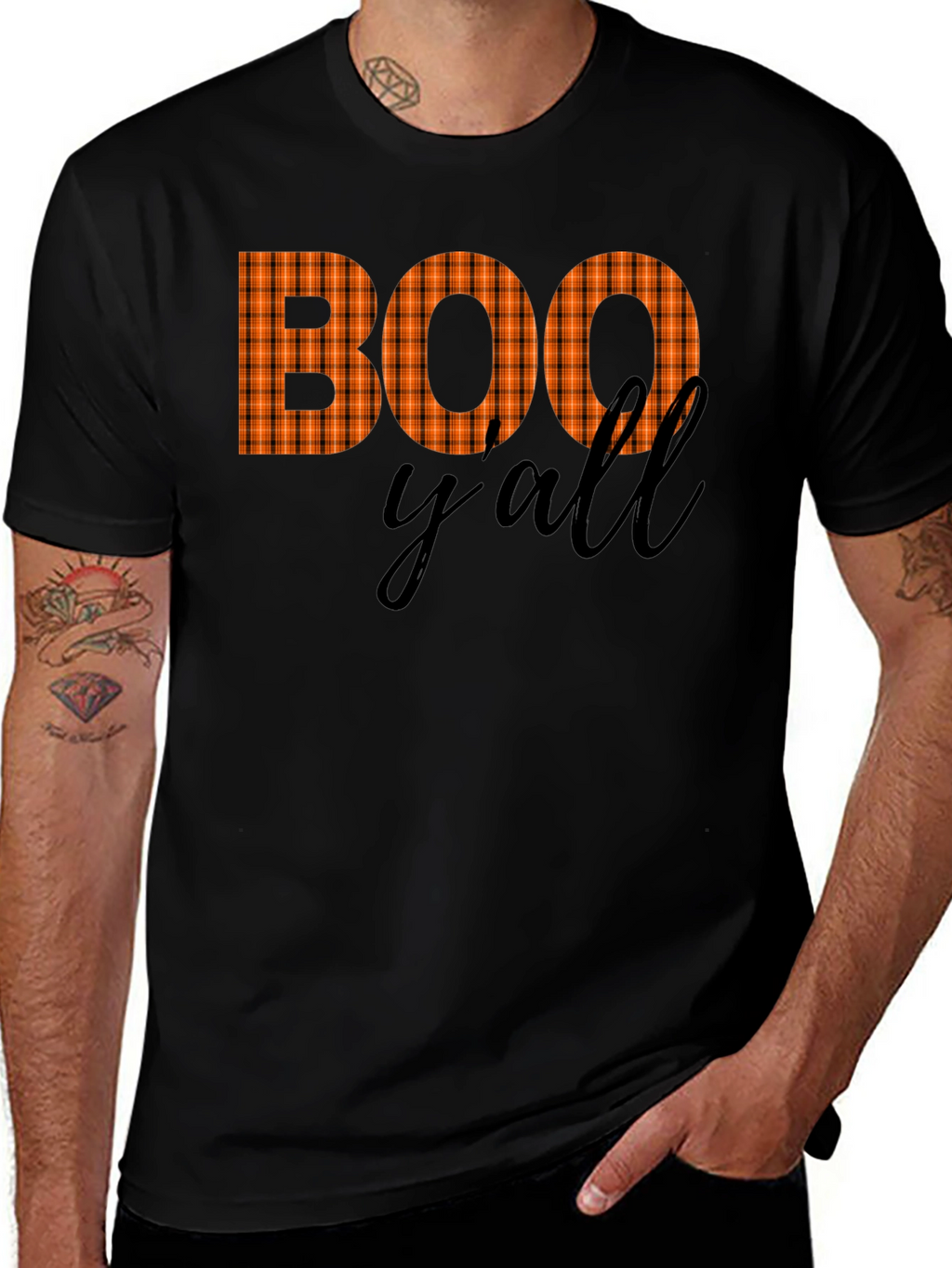 Boo Yall Halloween Plaid Graphic Tee