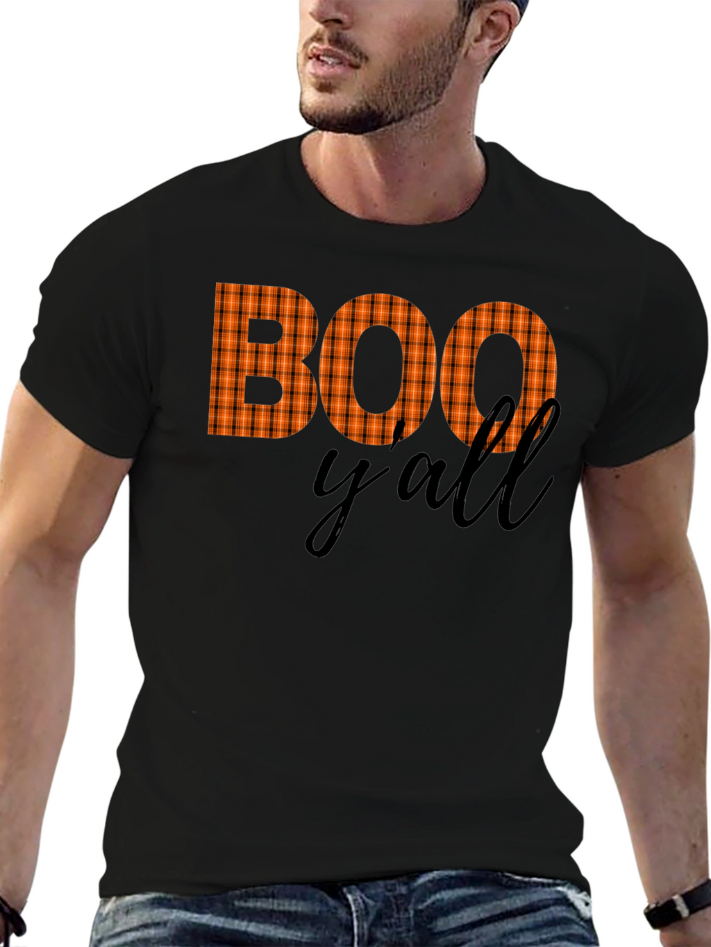 Boo Yall Halloween Plaid Graphic Tee