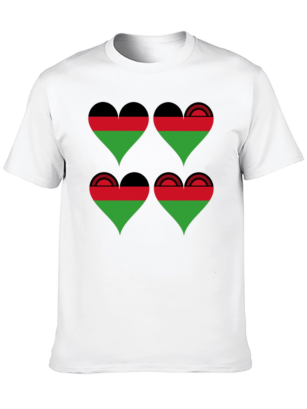 Malawi Flag Heart T-Shirt - Black