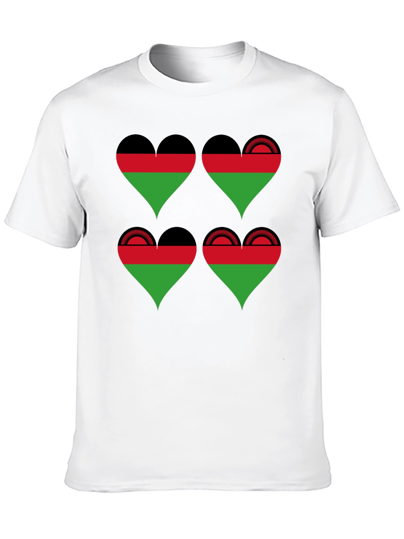 Malawi Flag Heart T-Shirt - Black