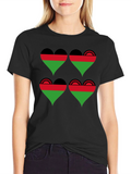 Malawi Flag Heart T-Shirt - Black