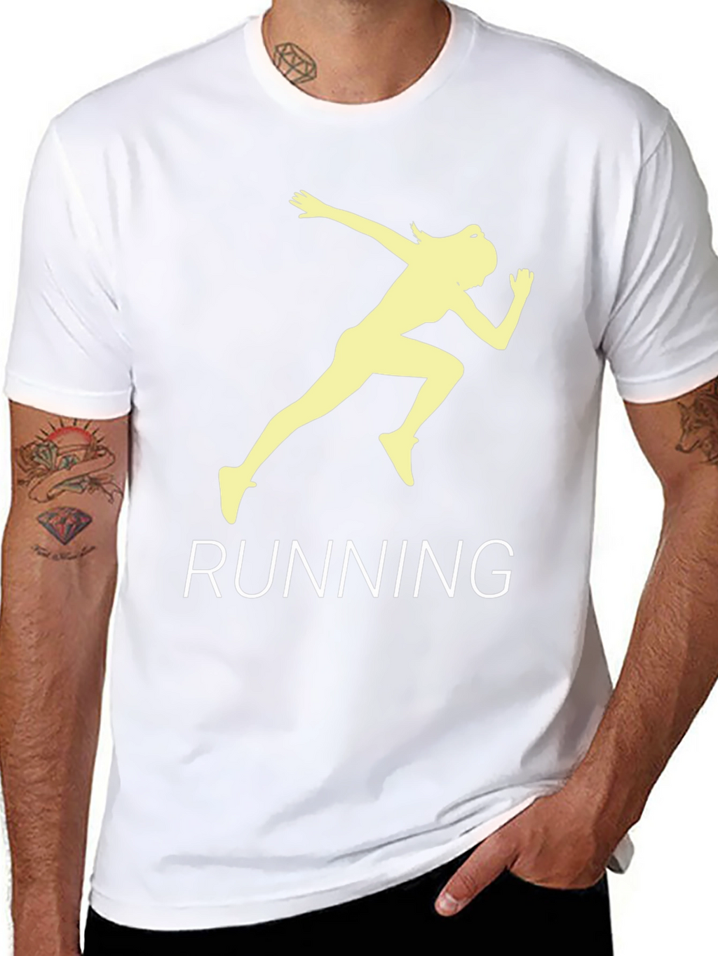 Running Woman Graphic Tee - Black Cotton T-Shirt