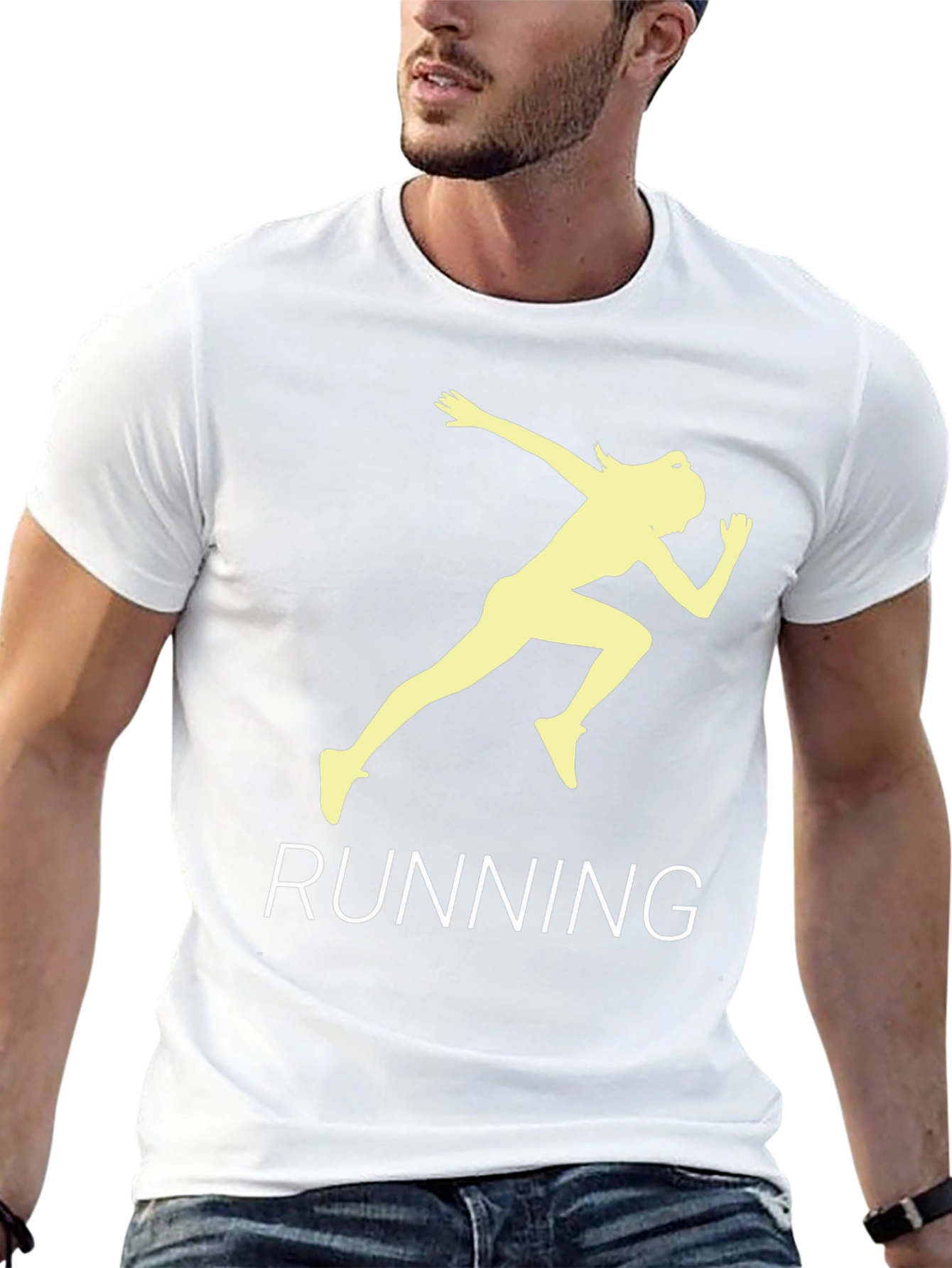 Running Woman Graphic Tee - Black Cotton T-Shirt