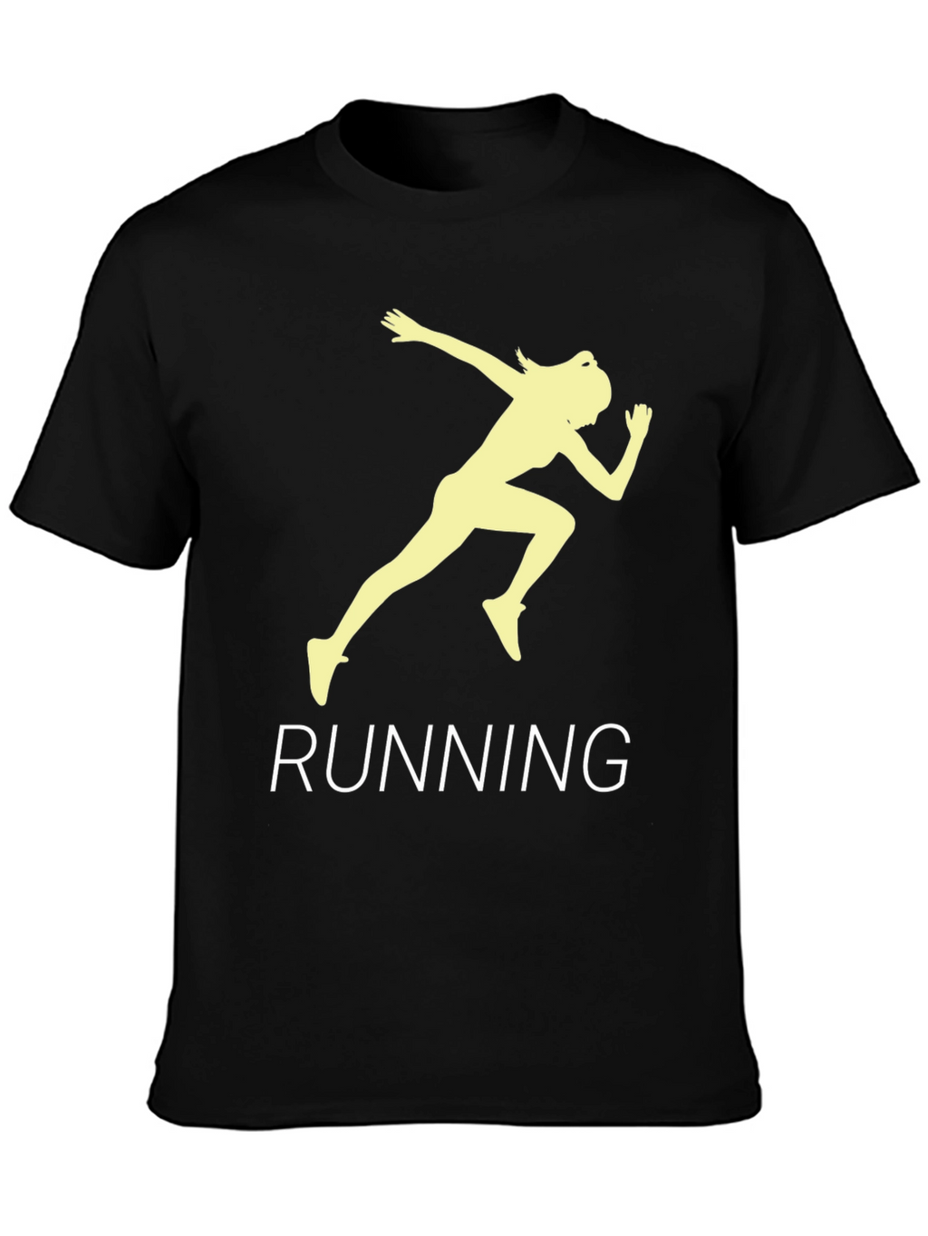 Running Woman Graphic Tee - Black Cotton T-Shirt