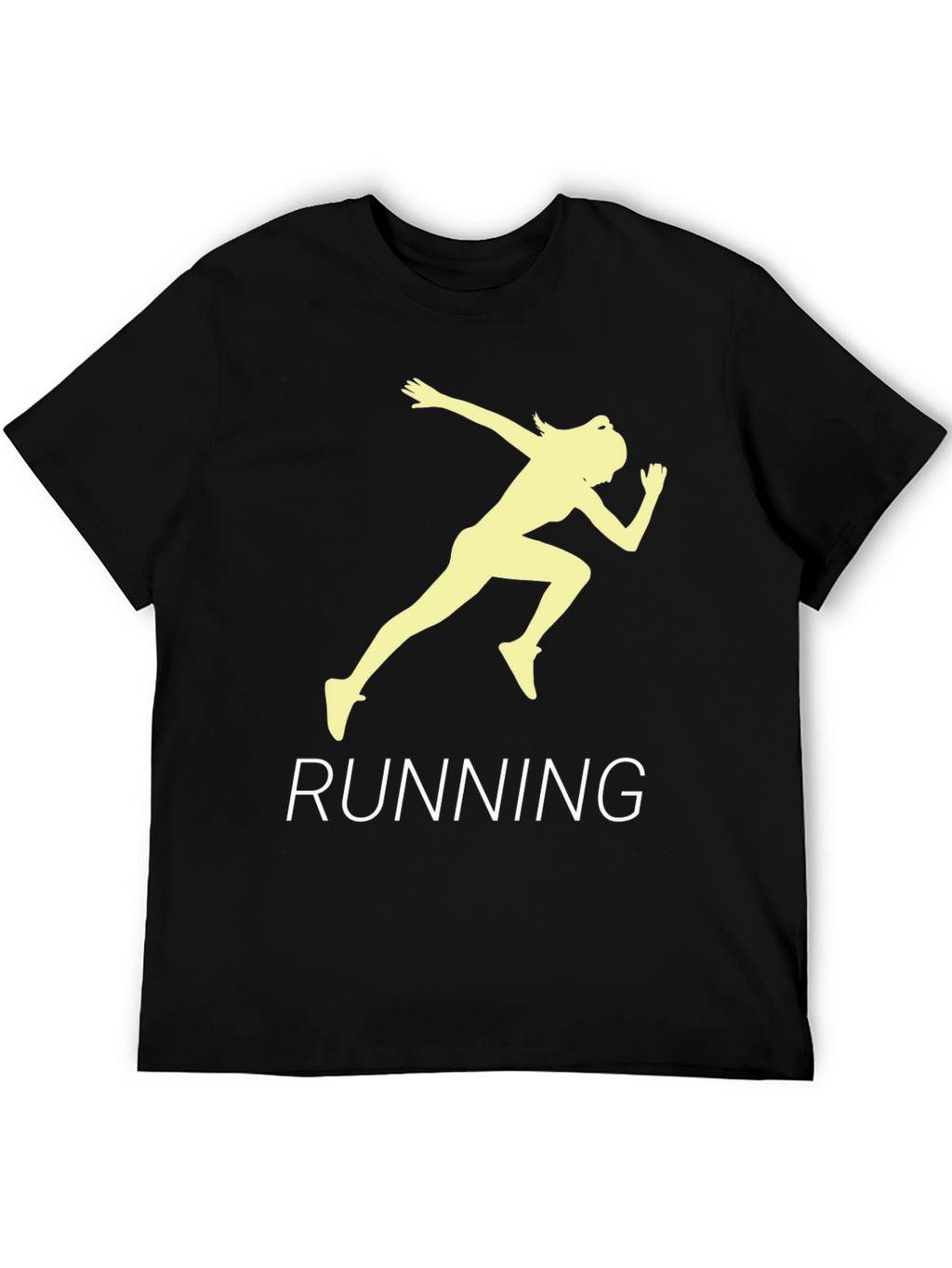 Running Woman Graphic Tee - Black Cotton T-Shirt