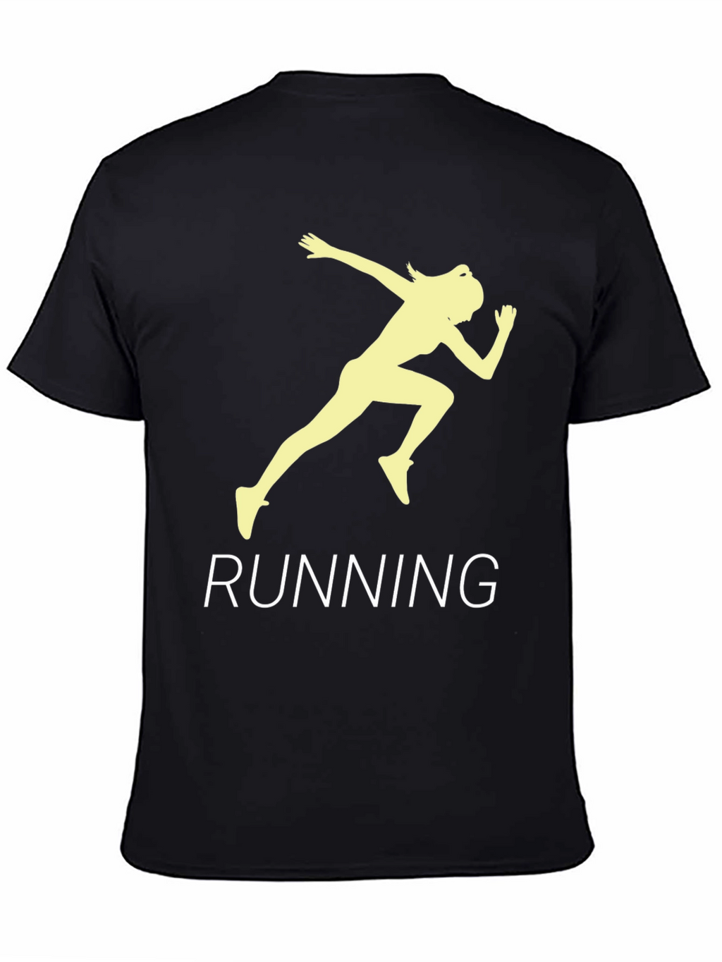 Running Woman Graphic Tee - Black Cotton T-Shirt