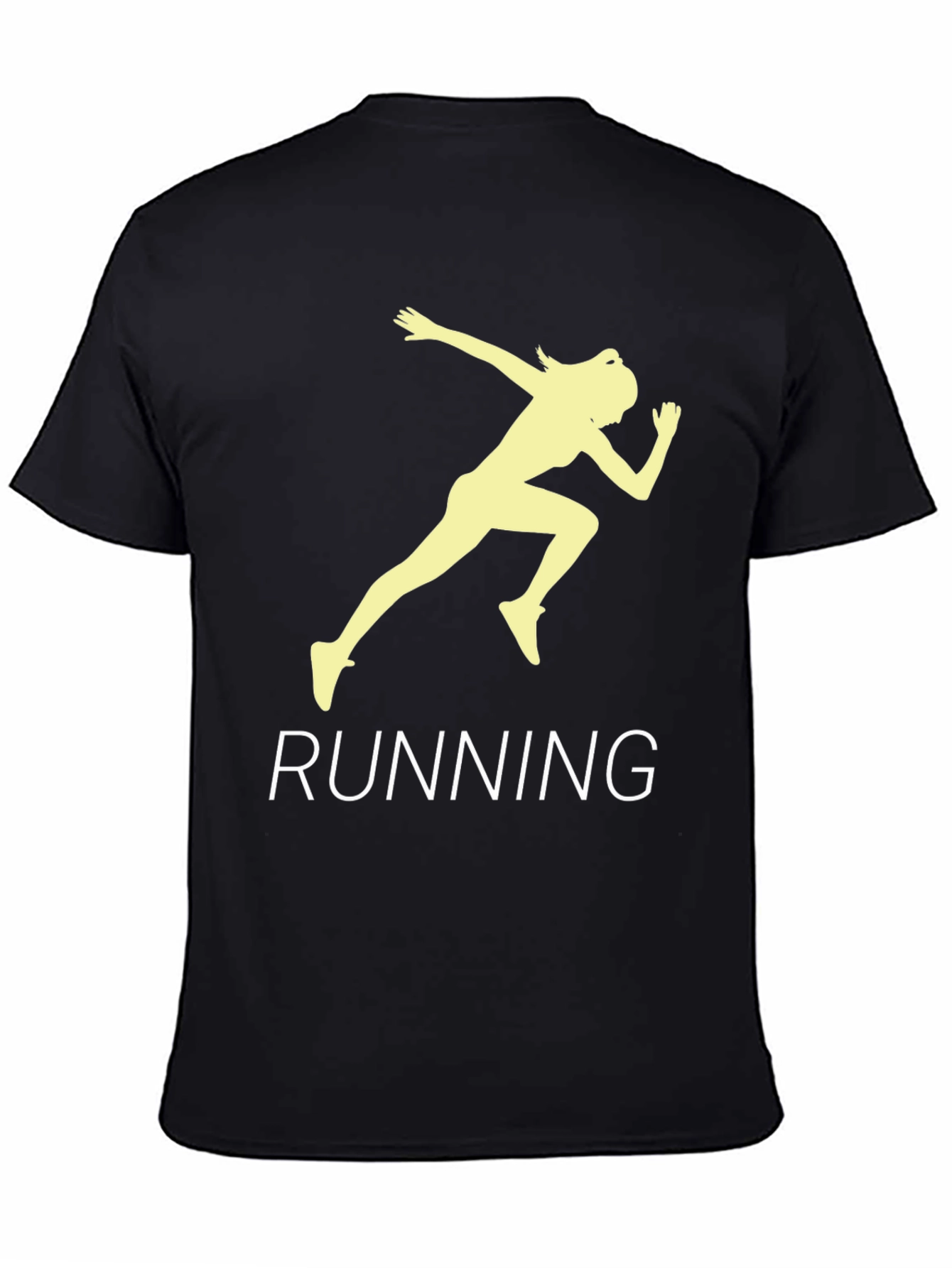 Running Woman Graphic Tee - Black Cotton T-Shirt