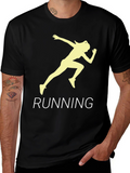 Running Woman Graphic Tee - Black Cotton T-Shirt